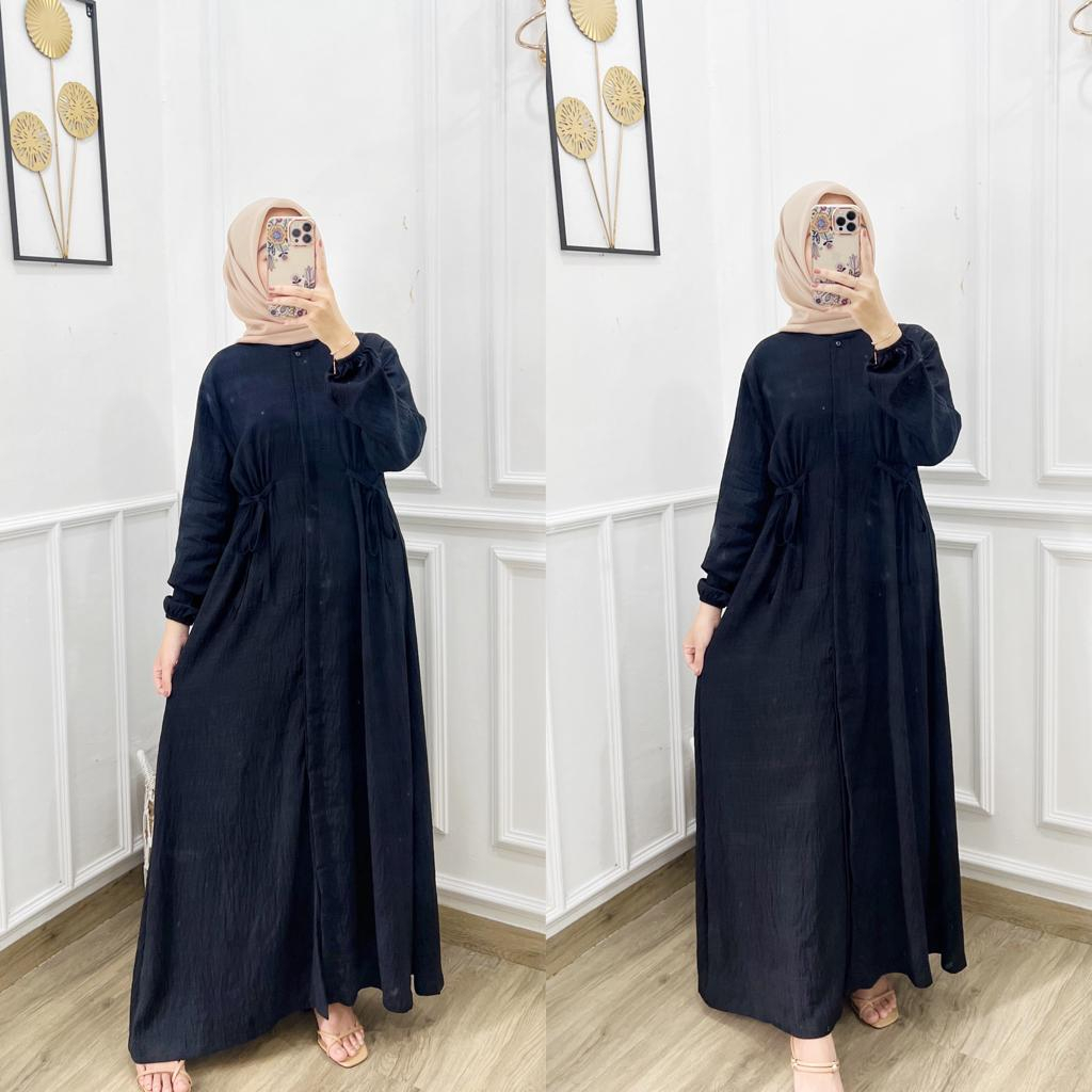 AURISTELA GAMIS TALI MAXI DRESS ATASAN WANITA FULL KANCING POLO LINEN PREMIUM (RPA)