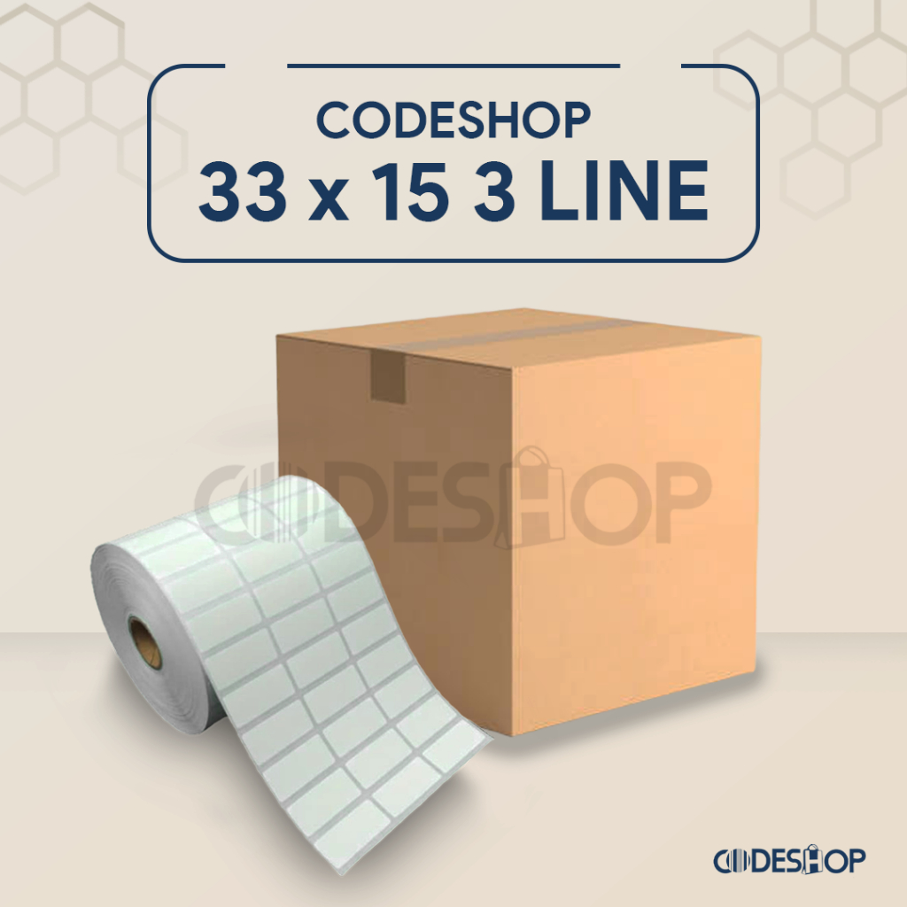 

Codeshop Stiker Label Barcode 33 x 15 mm Thermal 3 line isi 10.000Pcs