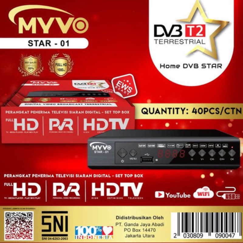 Set Top Box  STB Digital / Set Top Box DVB- T2 01 / 02 MYVO / Welhome