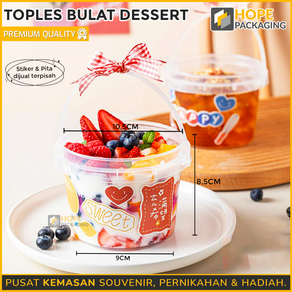 Toples Kotak Dessert 500 ML Size S Box Mika bulat / Korean Box / Box Kue / Dessert Box / Cup Pudding