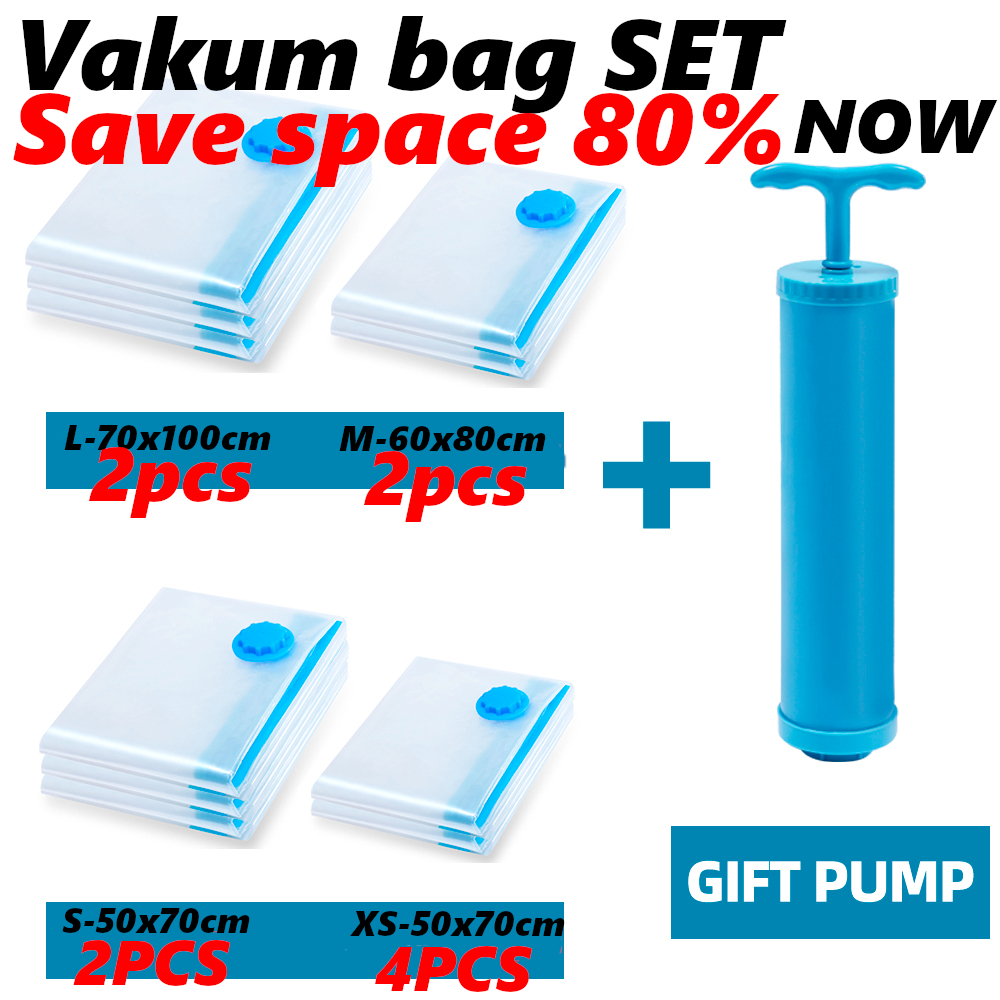 1SET Vakum BAG Vakum Baju Travel Vacum Bag Pakaian Plastik Vacuum Bag PlasticTravel