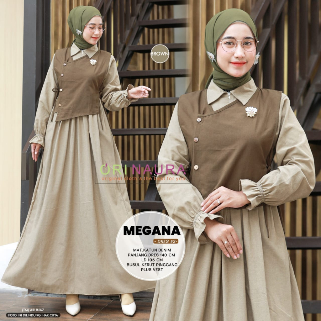 Gamis Dewasa Megana #2 Matt Katun Denim Original Naura