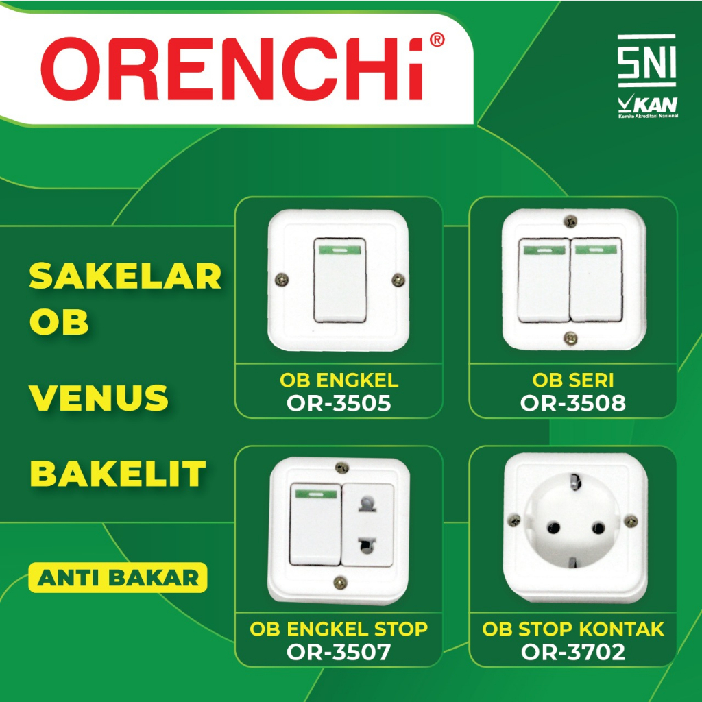 Grosir 12 pcs Orenchi Venus Saklar Stop Kontak Outbow OB SNI Berkualitas