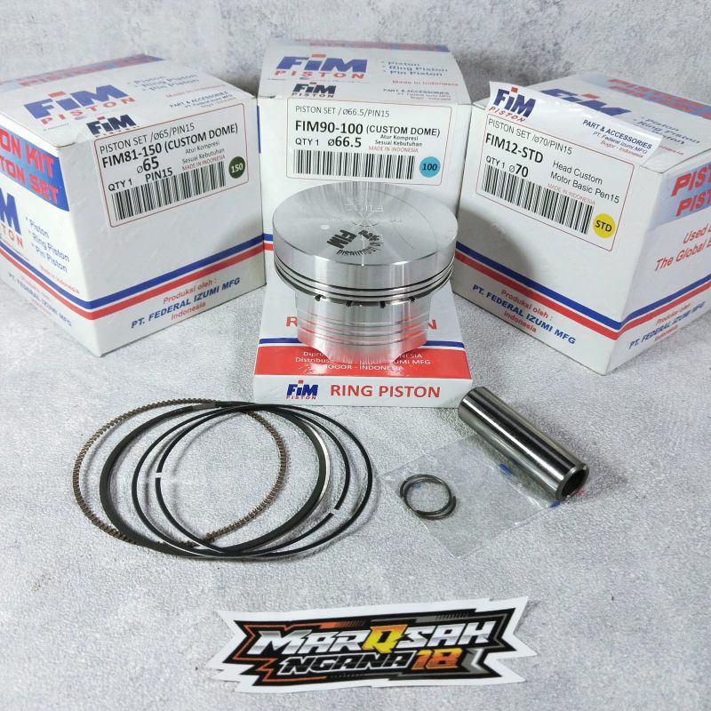 Piston FIM12 diameter 70 -71- 72 custom dome pen pin 15 marqsah