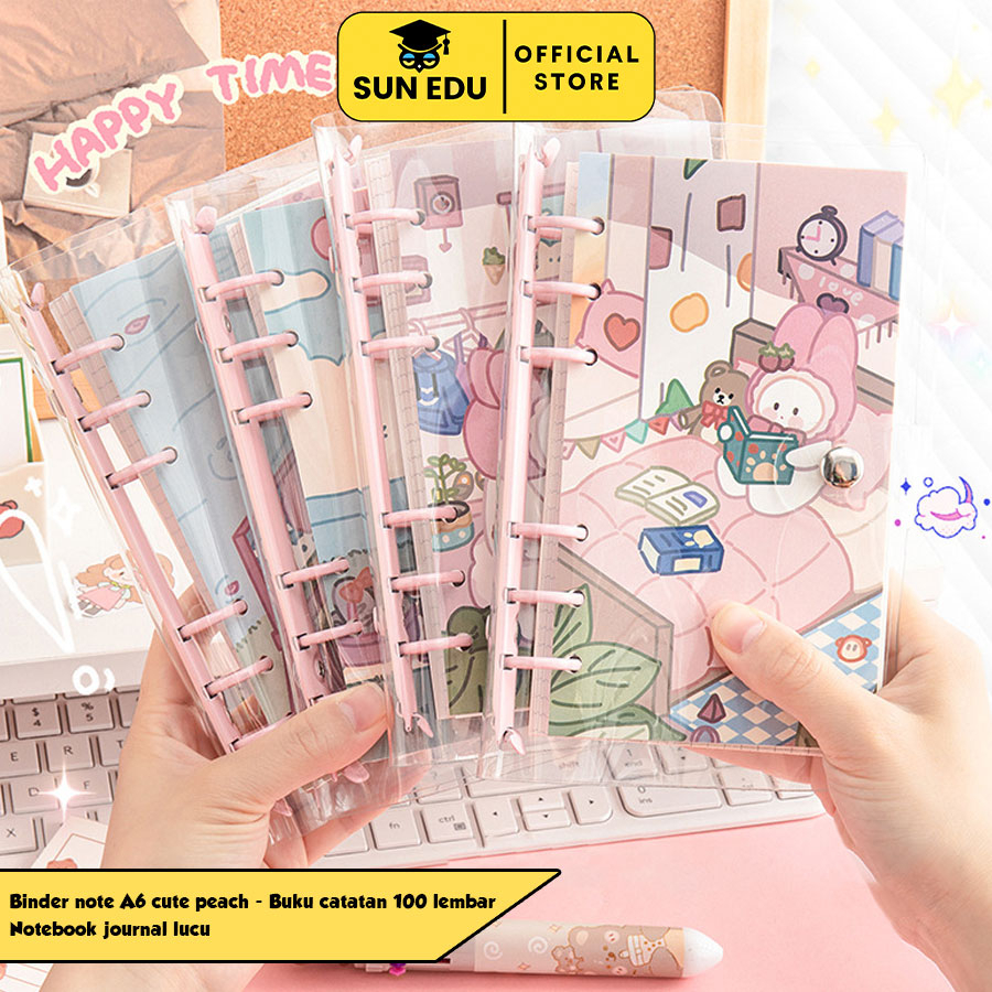 

Binder note A6 cute peach / Buku catatan 100 lembar/ Notebook journal lucu