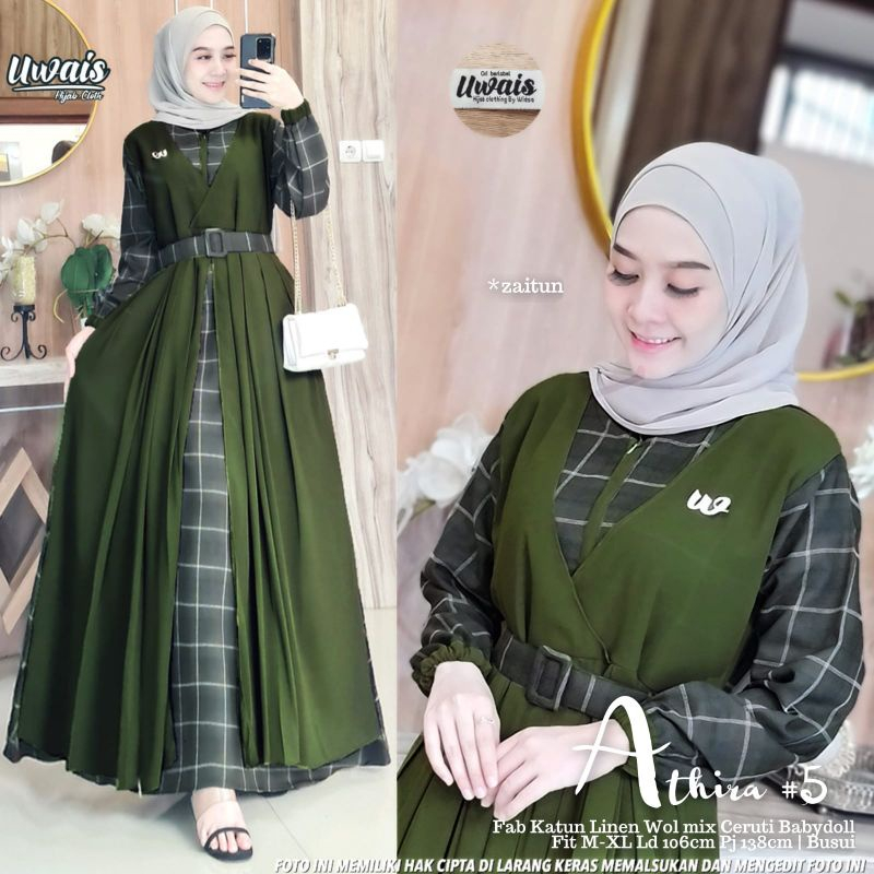 GAMIS ATHIRA OVERALL CERUTY BABYDOLL KOTAK KOTAK