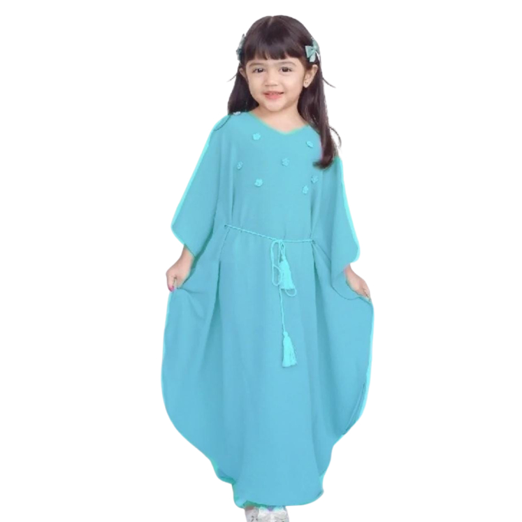 Baju Anak Umur 4 Tahun Sampai 10 Tahun Terbagus 2023 Kids Syar'i Anak Balita Kaftan Abaya Terbaru AISYAH KAFTAN Bahan Crinkle Airflow Premium Adem Dan Lembut Nyaman Buat Anak -Anak Variasi Bunga Mutiara Dan Ikat Pinggang Usia Anak 4,5,6,7,8,9,10 Tahun