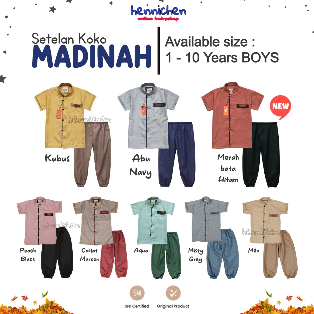 SETELAN BAJU KOKO MADINAH SETELAN PAKAIAN MUSLIM BAJU LEBARAN ANAK LAKI-LAKI 1-10 TAHUN OVIKIDS