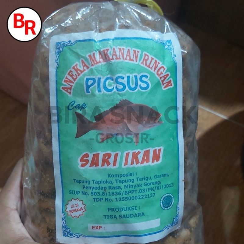 

Makanan Ringan Keripik Usus/Picsus Cap Sari Ikan