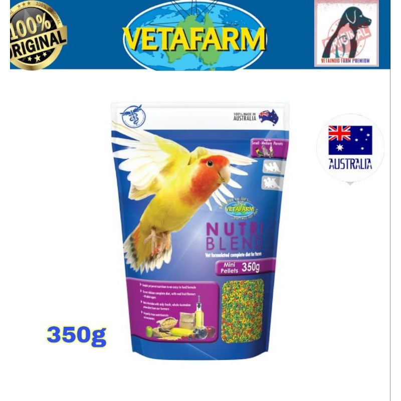 VETAFARM NUTRIBLEND PELLETS PAKAN FALK CONURE LOVEBIRD MERPATI PARKIT