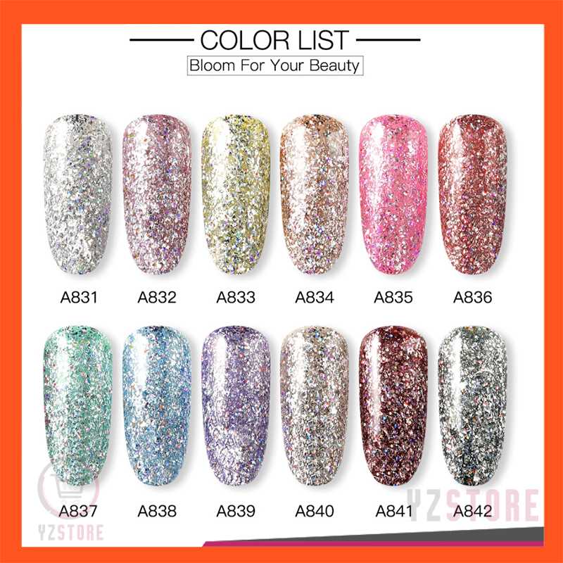 ROSALIND Glitter Gel Nail Art Polish Kutek UV LED Shiny Rainbow Series YZ212