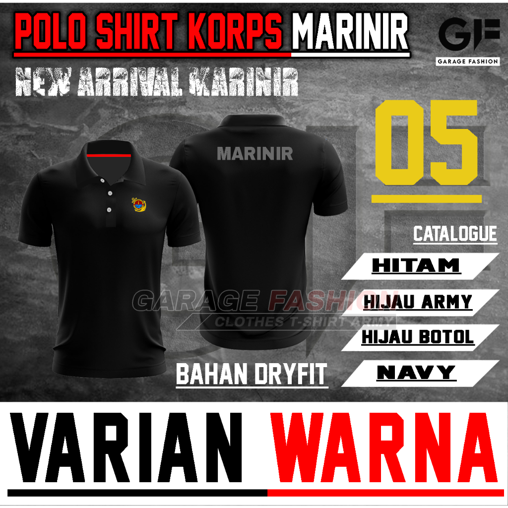 Kaos Kerah MARINIR/Kaos MARINIR/WANGKI MARINIR/T-shirt Polo MARINIR Bahan Dryfit / Kaos Jersey MARIN