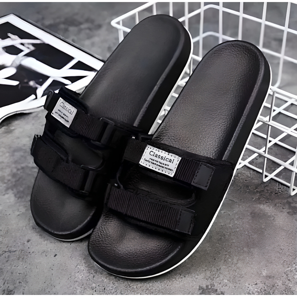 TERLARIS Sandal Slop Pria Fashion Slip On Dewasa Anti Slip Terbaru 2023-1