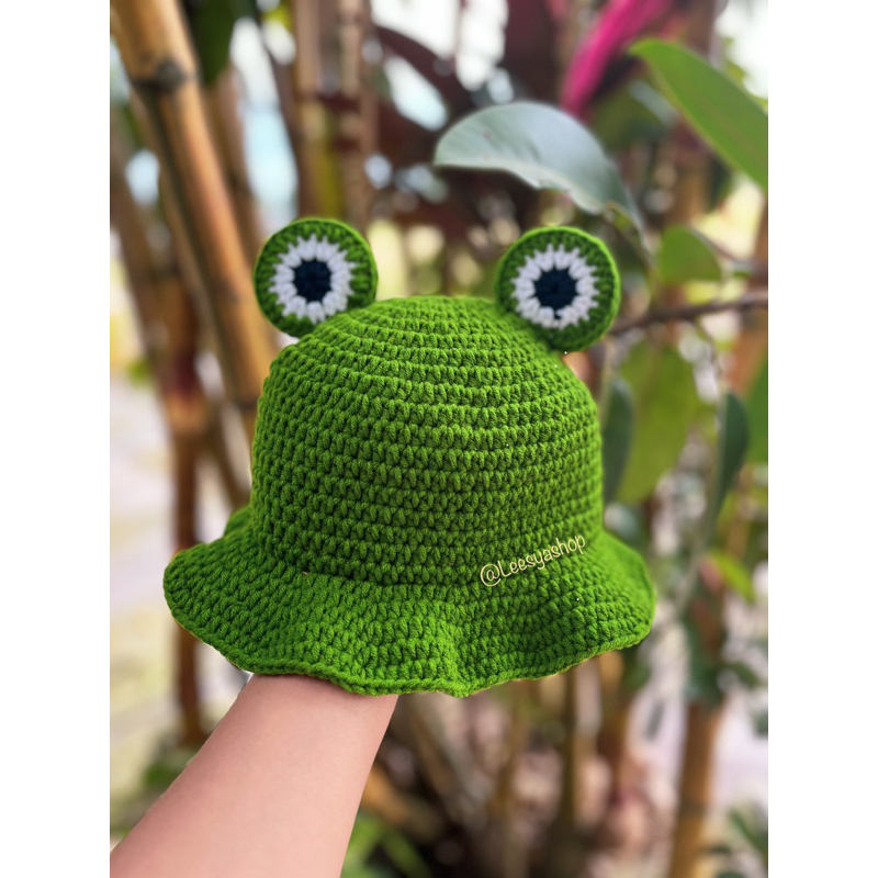 Crochet Frog Bucket Hat / Topi Kodok / Topi Kodok Rajut / Frog Hat Bucket Handmade