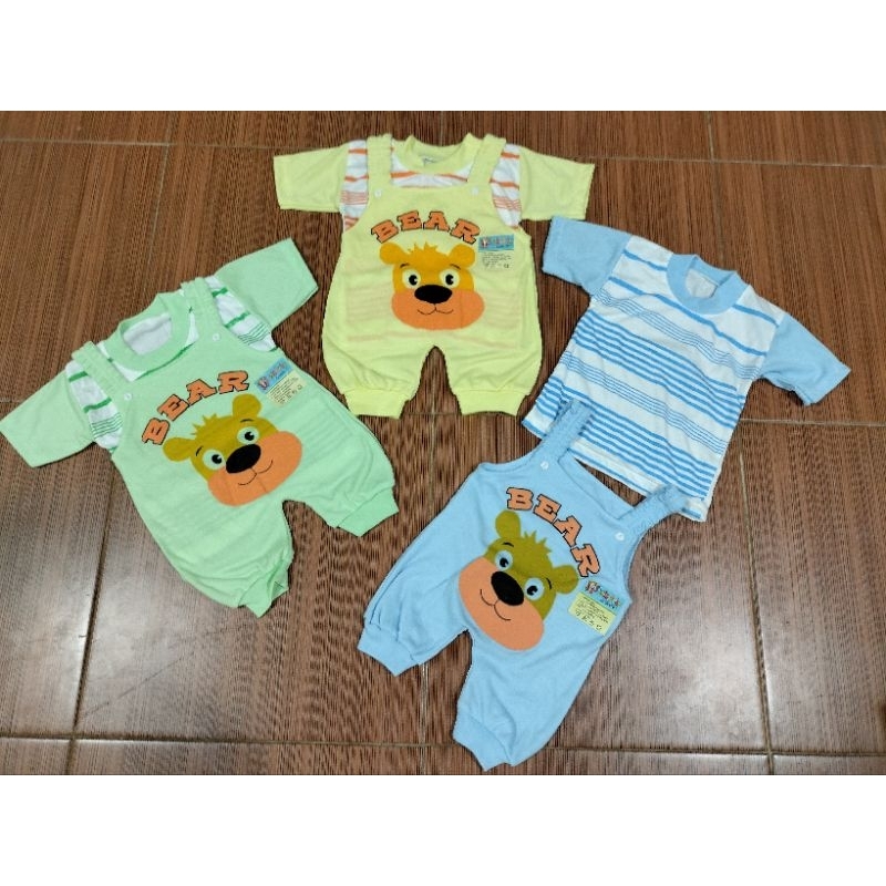 Setelan Baju Bayi piyama Bayi Set Overall Bayi Motif Bear Usia 1-12 Bulan