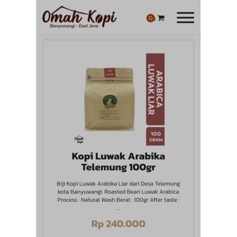 

~OMAH_KOPI~Kopi Luwak Arabica Liar