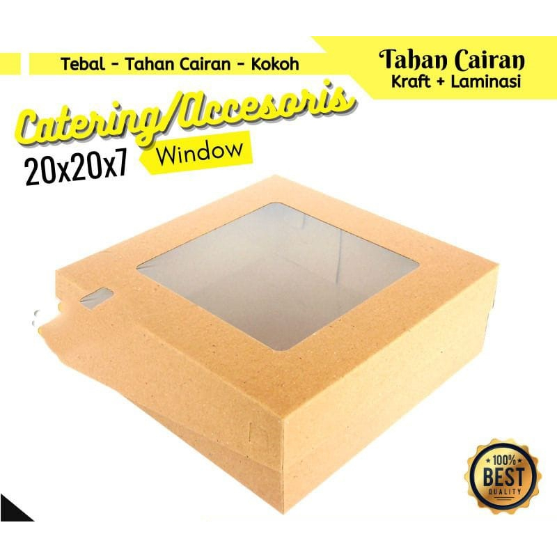 

20x20x7 Dus Kraft Mika Laminasi Cake Bolu Kue Tar Box nasi Jendela