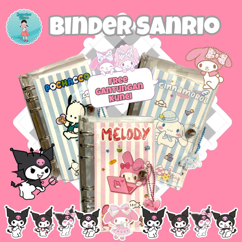 Binder Sanrio/Binder Cinnamonrol/Binder Kuromi/Buku Binder Notebook Aesthetic Colourfull/Buku Binder Buku Tulis Kertas Kotak/Refil Binder/Daily Planner/Journal/Jurnal/Agenda/Notebook/Buku Catatan Lucu/Isi Binder