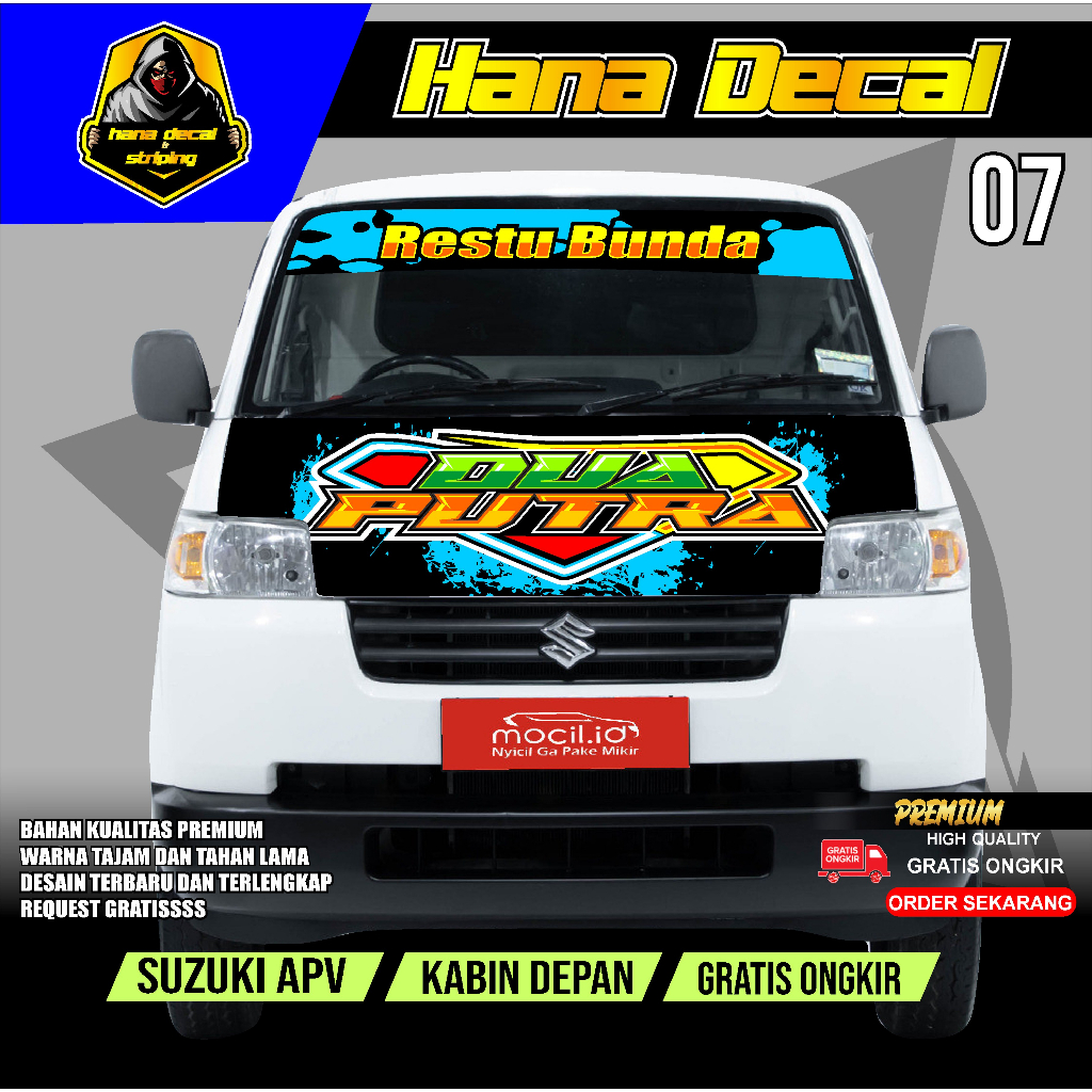 STIKER KABIN DEPAN MOBIL APV PICKUP HANA DECAL KODE 07