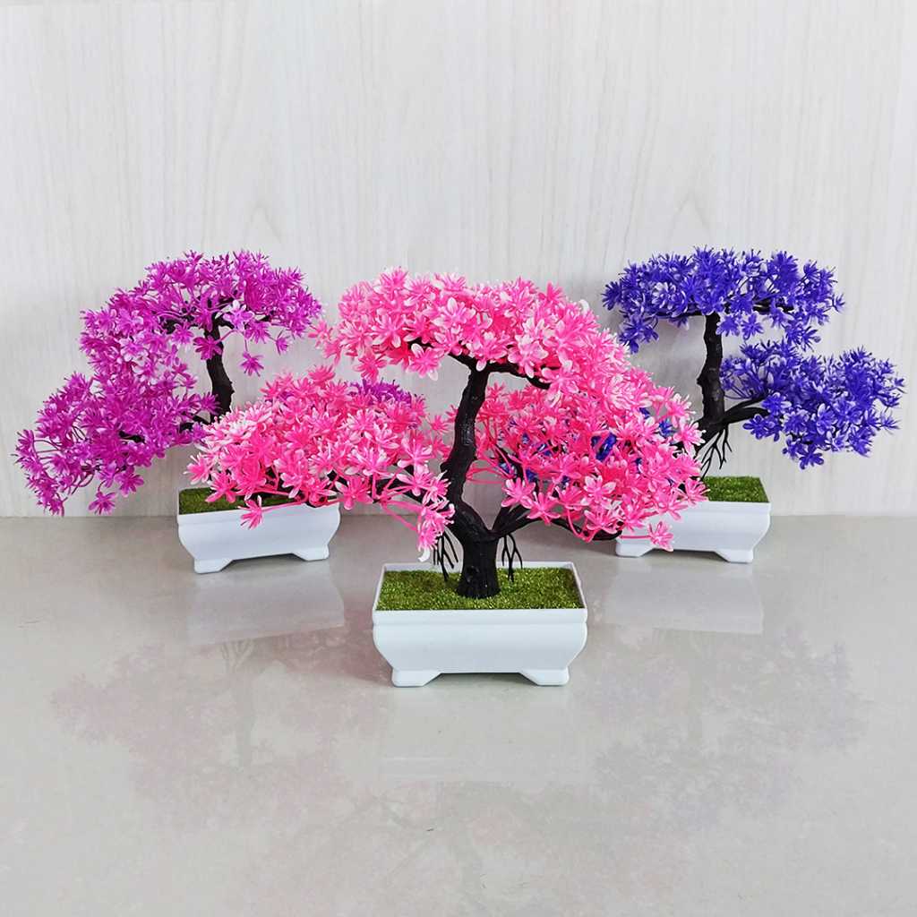 Pot Tanaman Bunga Hias Plastik Tanaman Bonsai Dekorasi Rumah Artificial Flowers Ornamen Tanaman Palsu Bunga Hias PBP01