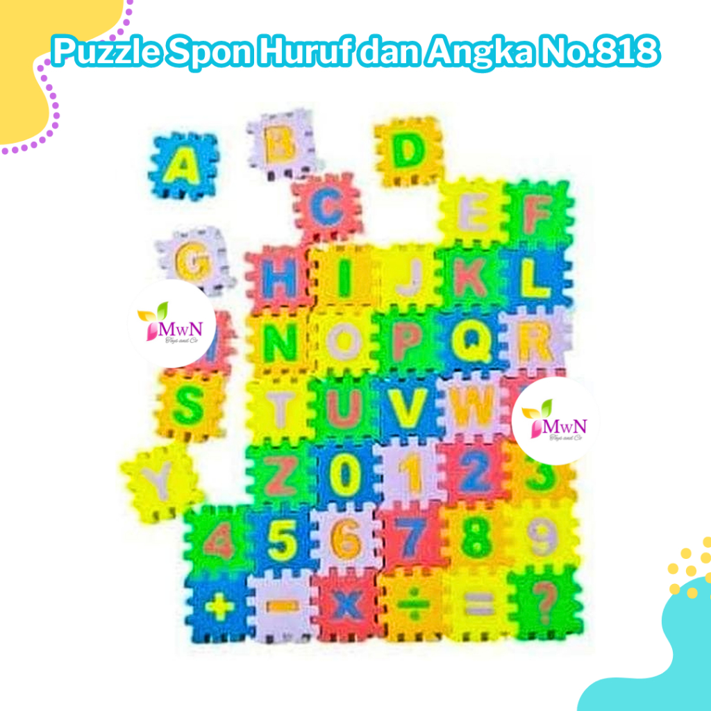 mwn.toys Mainan Puzzle Spon Huruf dan Angka No.818