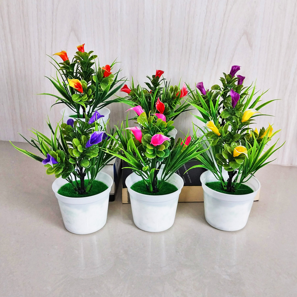 Bunga Tulip Hias Bunga Hias Plastik Mini Dekorasi Rumah Artificial Flowers Pot Tanaman Bunga Hias Palsu PBP19