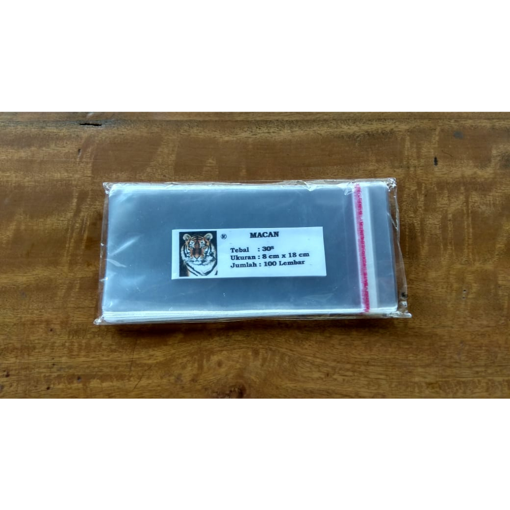 PLASTIK OPP SESET 8 X 18 +LEM TEBAL 27MIC /SHEET/NON KANTONG ISI 100LB