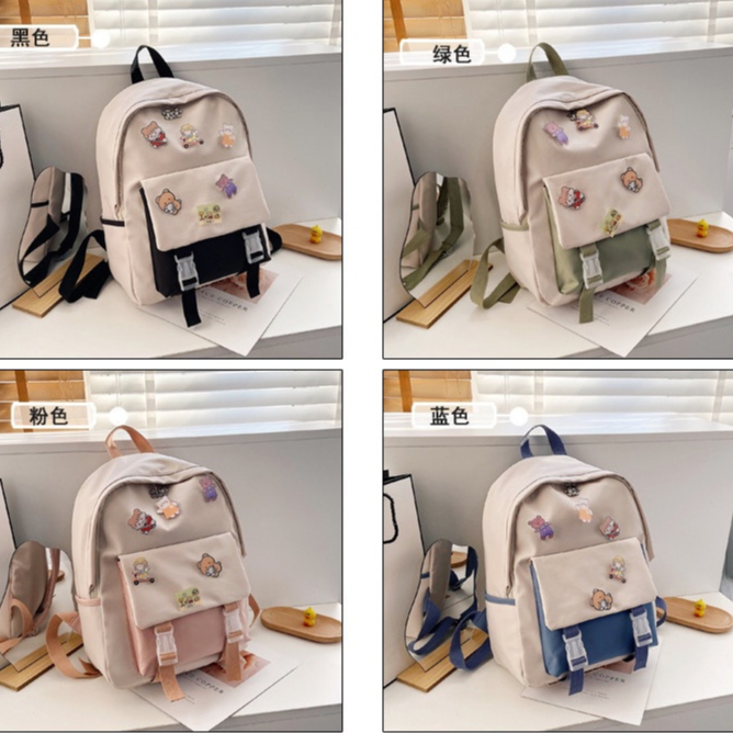 GLORYKIDZ BA2311 Tas Ransel anak sekolah SD SMP SMA kartun pin ukuran besar Ransel Anak Ala Korea Style Import