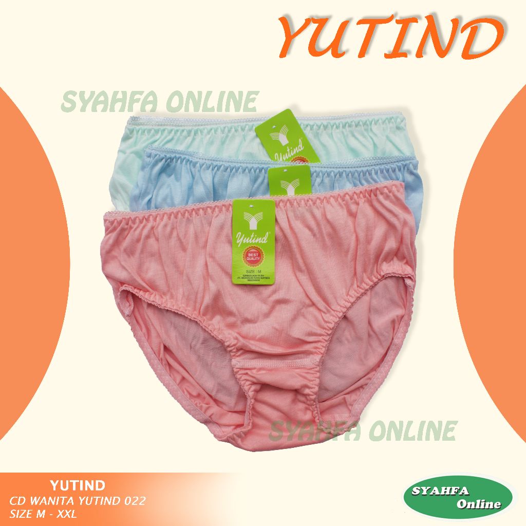 ( 3pc ) CD Yutind SA 022 | Celana Dalam Wanita Midi Karet Pinggang Jahitan Zig-Zag - Syahfa Online