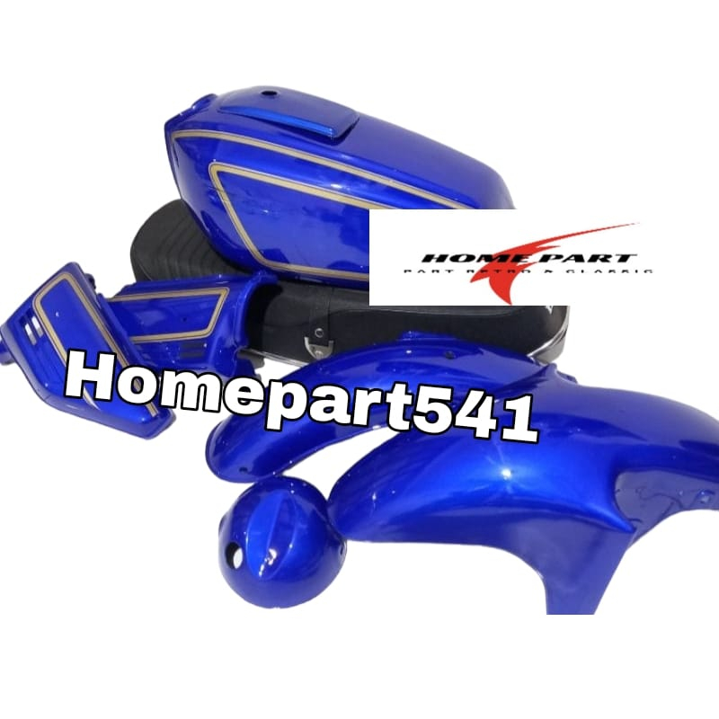 PAKET TANGKI TENGKI GL 100 GL100 SET STRIPING COVER TUTUP TANGKI JOK SPAKBOR DEPAN BELAKANG BOK AKI 