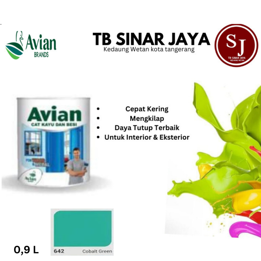 Cat Kayu dan Besi Avian 1kg / Cat Minyak Sintetis - 642 Cobalt Green