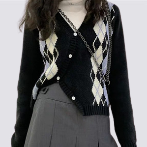 XIAOZHAINV Cardigan Rajutan Wanita Korean Style V-neck Lengan Panjang 3147