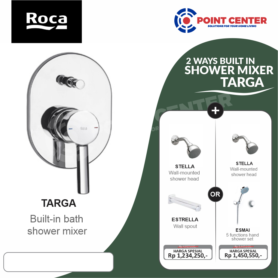TERBAIK ROCA PROMO TARGA 2 WAY BUILT IN BATH SHOWER MIXER
