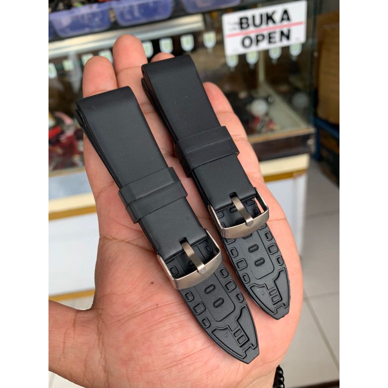 Strap tali jam tangan karet rubber model keren size 24mm tanpa jahit