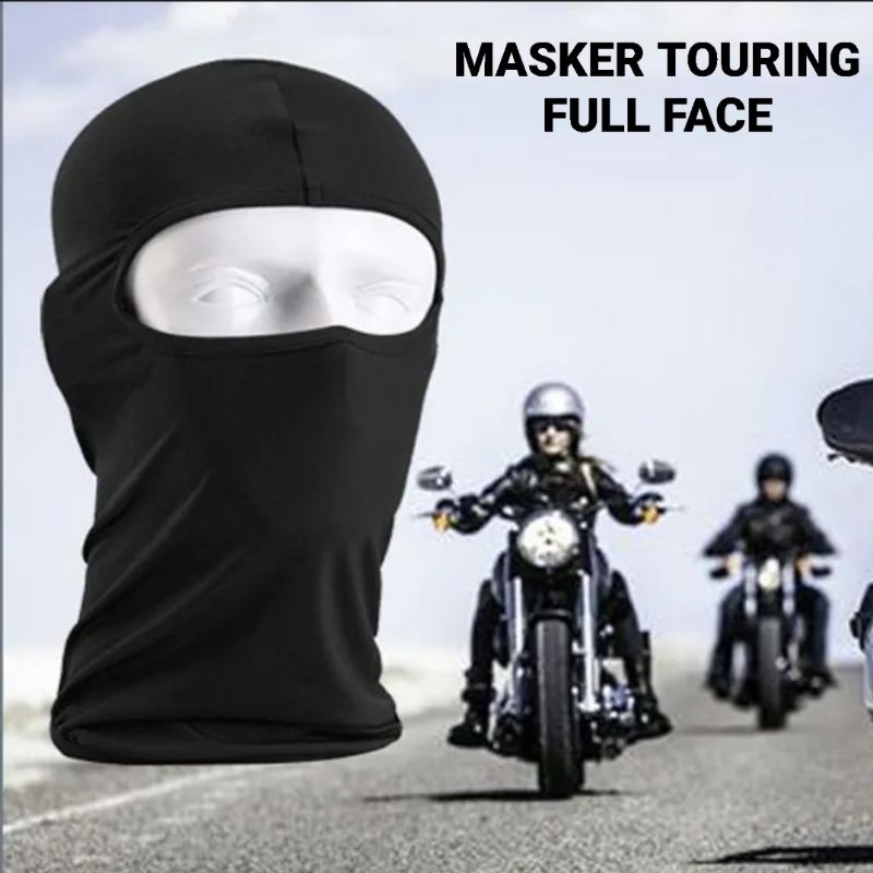 Masker Ninja Pria Motor Touring Motif Polos Hitam Tebal Balaclava All Size