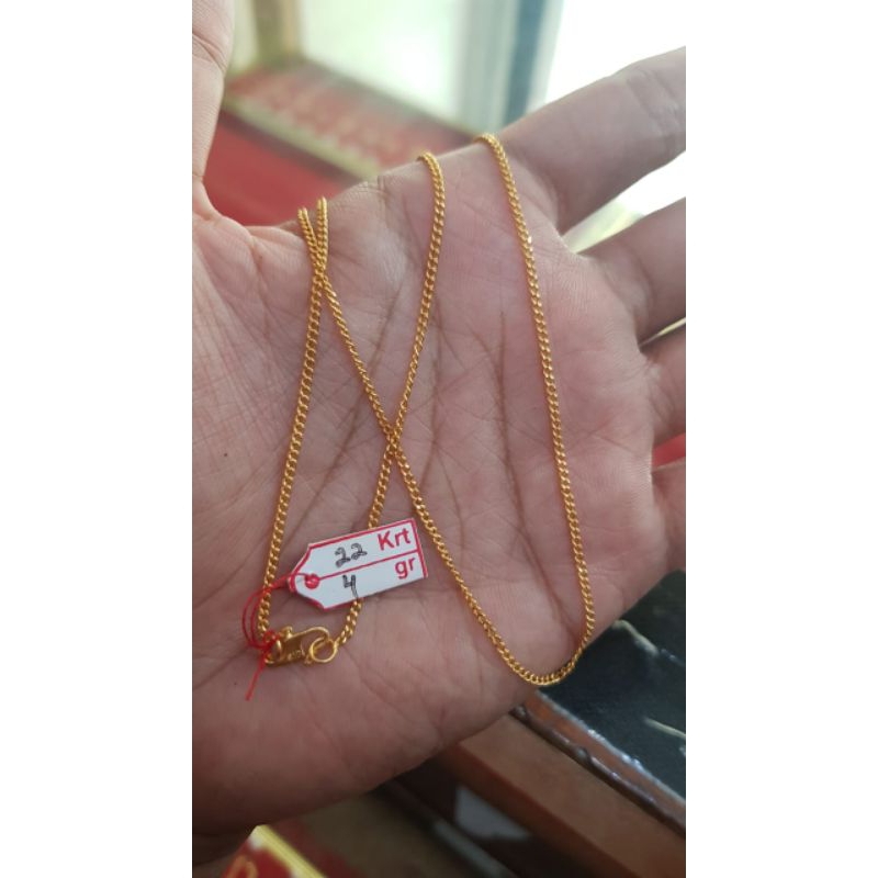kalung emas kadar 22 karat rantai polos