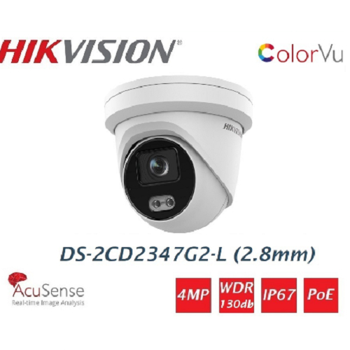 HIKVISION IP CAM 4MP DS-2CD2347G2-L/"Warm LED Turret"