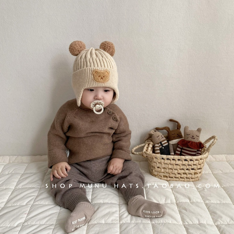 Pom bear beanie bayi beruang