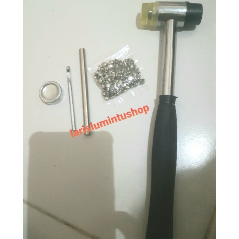 alat getok paku keling paku centang 6mm bolak balik rivet tas dompet