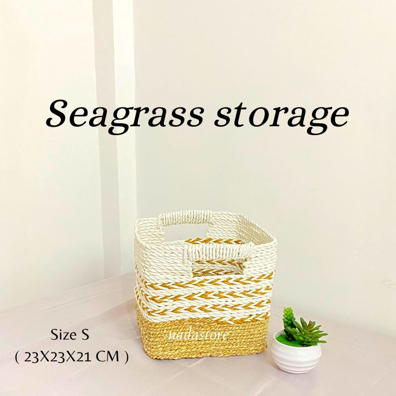 Keranjang Laundry Seagrass storage box / Box recta square seagrass satuan / Keranjang Laundry Size S