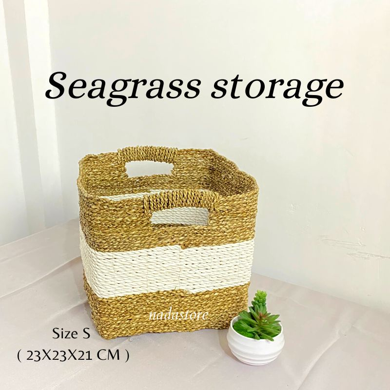 Keranjang Laundry Seagrass storage box / Box recta square seagrass satuan / Keranjang Laundry Size S