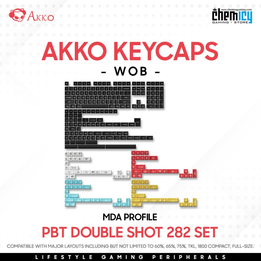 Akko WOB PBT Double Shot Keycaps 282 Set MDA Profile