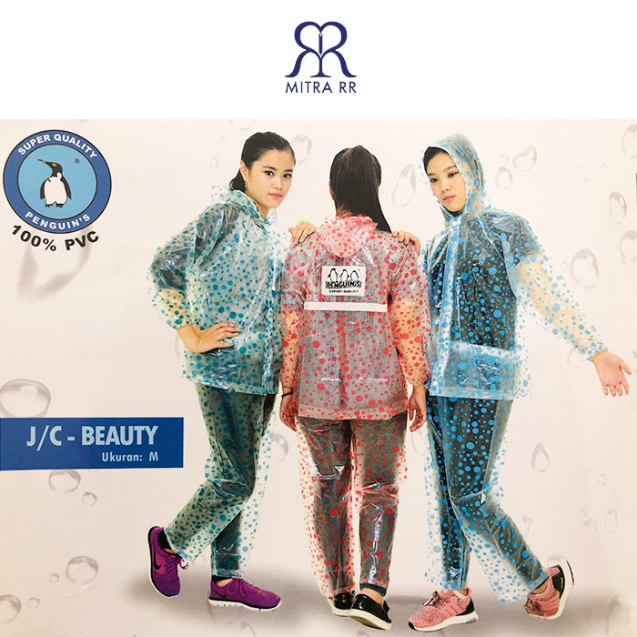 Jas Hujan Penguins Jaket Celana Remaja Polkadot Beauty