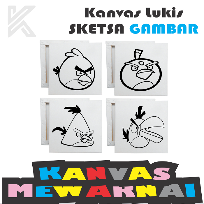 

Kanvas Lukis Sketsa 10x10 cm Angry Bird/ Canvas Painting / Canvas Lukis