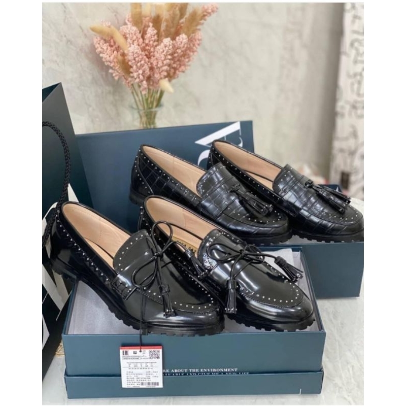 ZS060 Sepatu Wanita Import Zara Croco Tassel Loafers