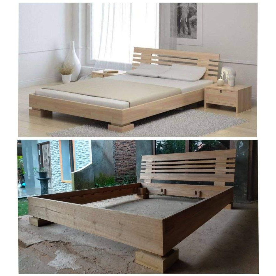 TEMPAT TIDUR DIPAN BAHAN KAYU JATI RISBANG KASUR MANOPO