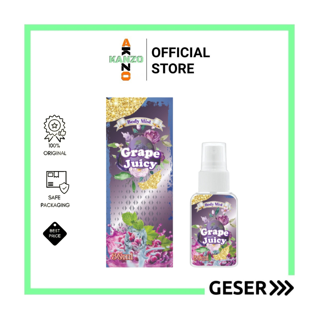 Kanzo - Parfum Body Mist Grape Juicy 30ml Premium / Body Mist Grape Juicy 30ml Best Seller / Parfum Wanita Wangi Tahan Lama