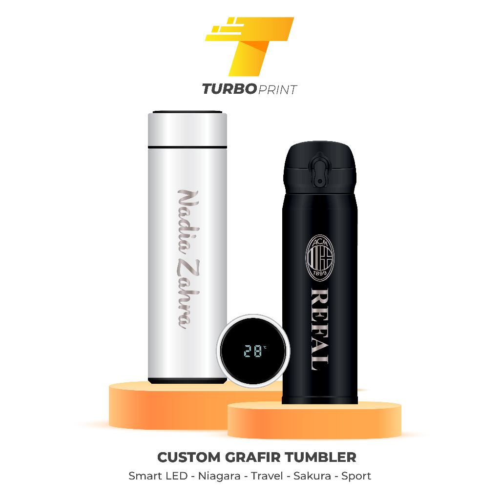 Tumbler Termos Stainless Custom Grafir Logo Nama - TUMBLER LED SAKURA JAPAN TRAVEL NIAGARA SPORT TUMBLER BOTOL OLAHRAGA TAHAN DINGIN DAN PANAS