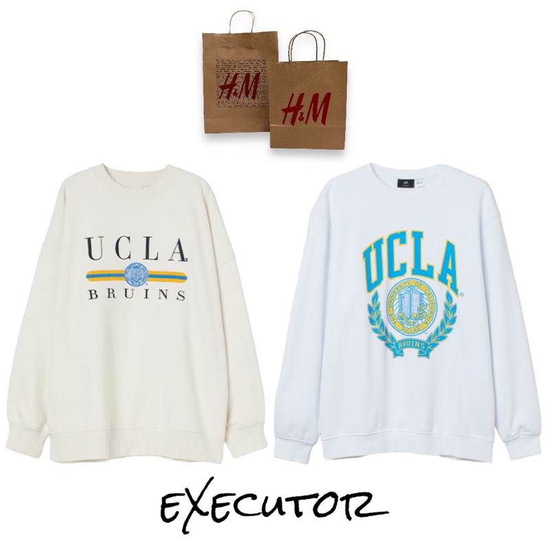 ( 8.8 ) Crewneck Sweatshirt H&amp;M Unisex Sablon Ucla Bruins, Flecee Katun Lembut Tebal, Free Papperbag