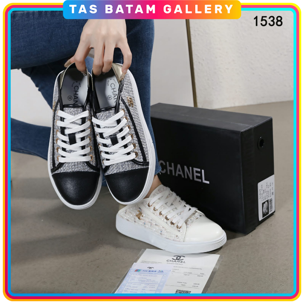 TBG SEPATU Ch@n3l 1538 Women's Two In One Foldable Back Sneakers Shoes